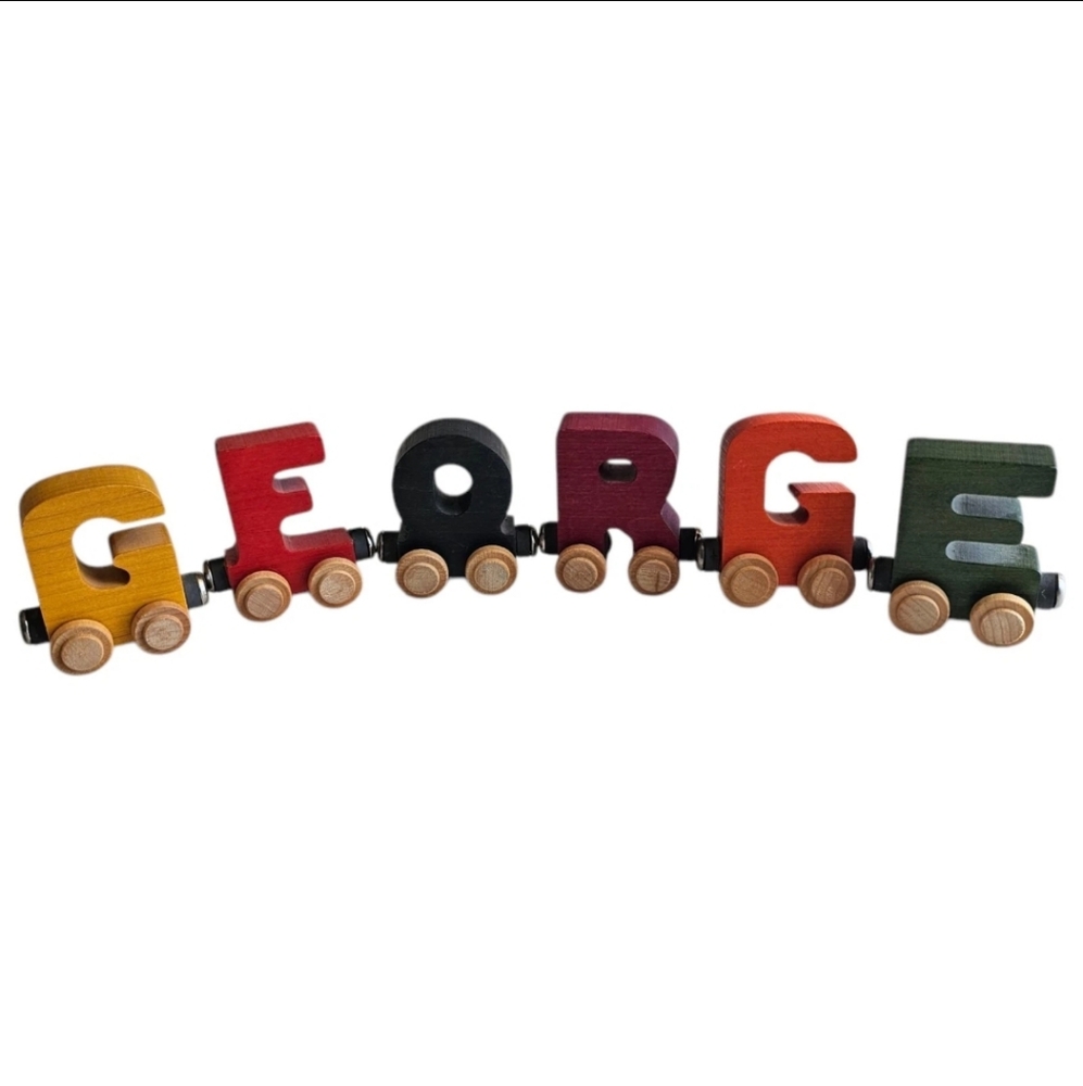 Maple Landmark Woodcraft Name Train Car Name "GEORGE" Lot Of 6 Letters